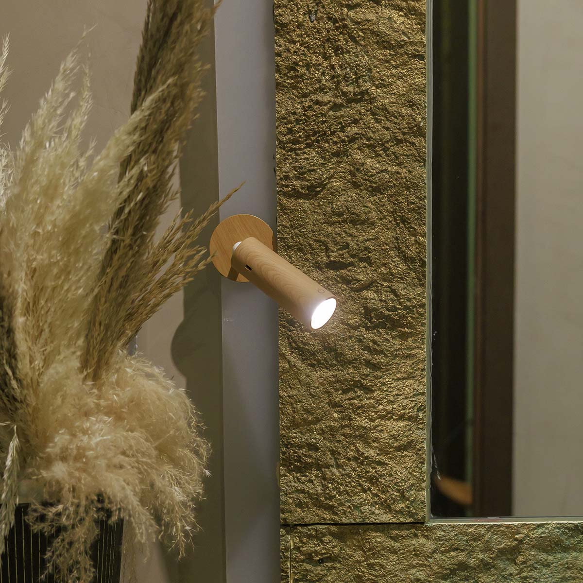 Aplique de pared redondo sin cables para interior ROLL 4 Wood y Marble - Image 3