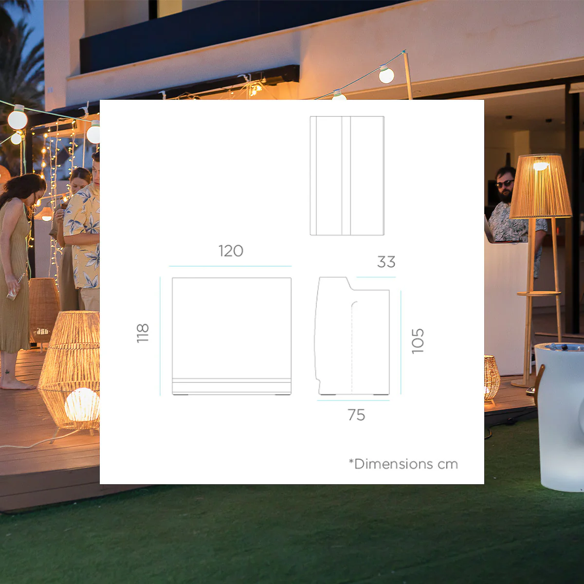 Barra de Bar con Luz LED Doble Altura Sicilia 120 - Image 9