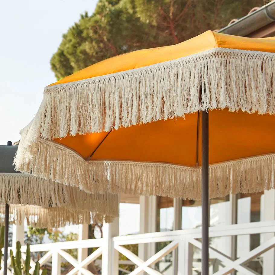 Sombrilla vintage naranja con flecos ø170 x 210 cm. - Image 7