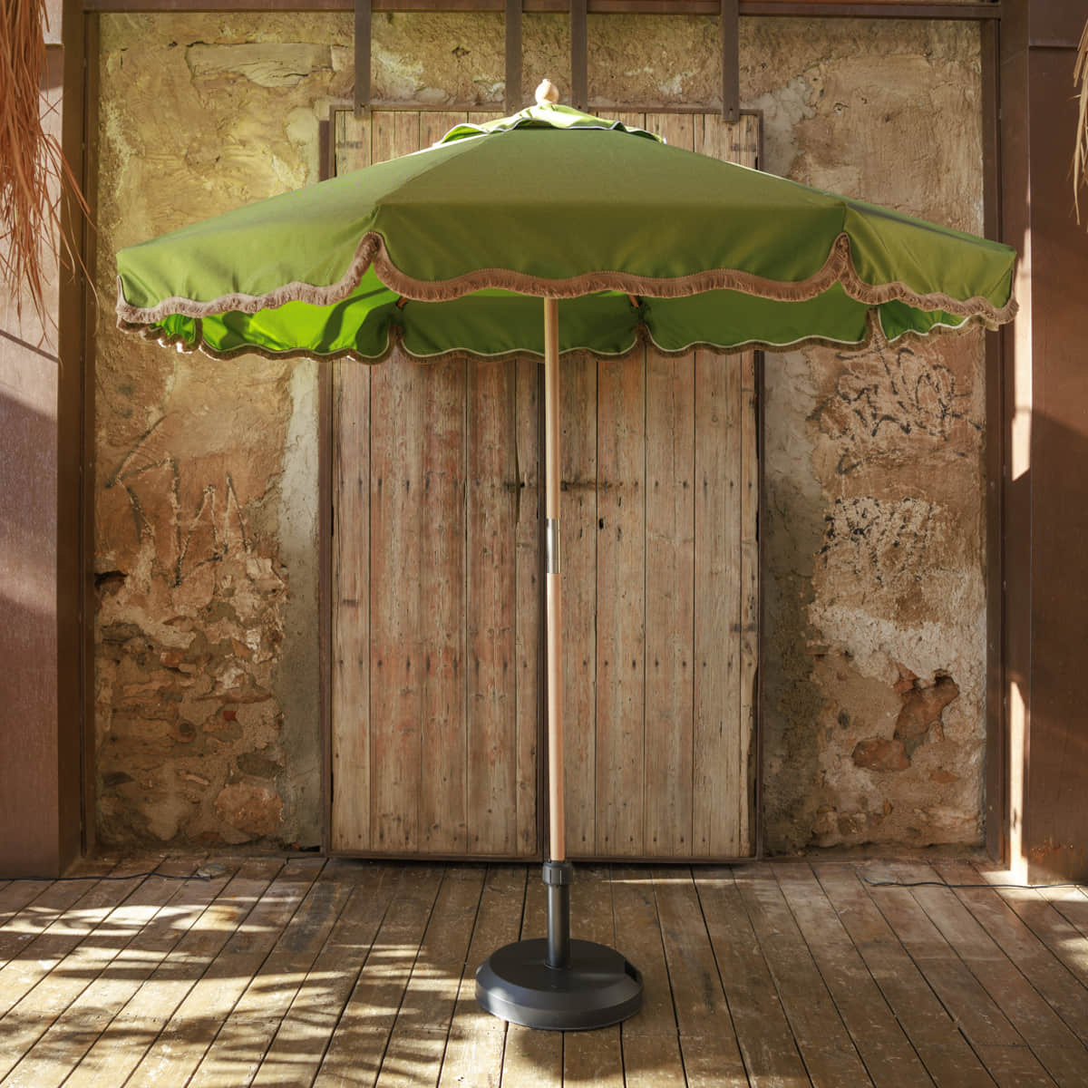 Sombrilla vintage verde con flecos TULUM ø230 - Image 8
